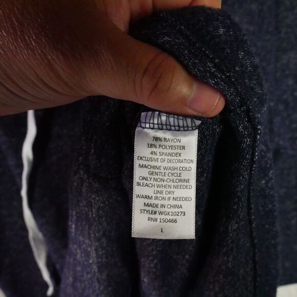 Market & Spruce Womens Size L Hoodie Navy Soft Knit Drawstrng Pullover Pockets - Picture 7 of 13